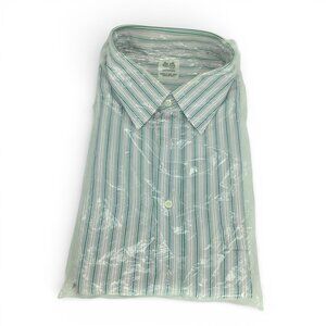 Battistoni Barneys NY Men’s Dress Shirt XXL Italy Green Stripe Button Down
